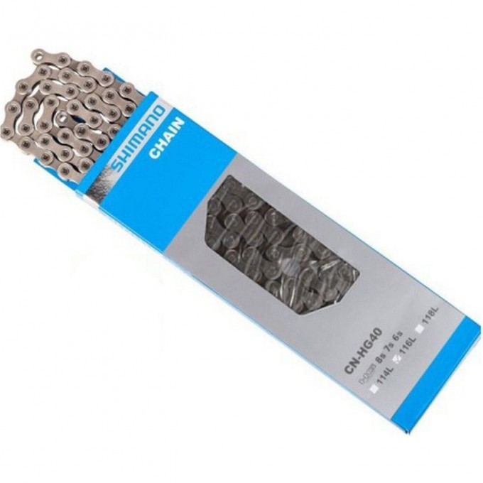 Цепь SHIMANO HG40, 6/7/8СК, 116 ЗВ., АМП.ПИН (1ШТ) ECNHG40116I Цепь SHIMANO HG40, 6/7/8СК, 116 ЗВ., АМП.ПИН (1ШТ) ECNHG40116I