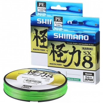 Леска плетёная SHIMANO KAIRIKI PE SX8 150м ЗЕЛЕНАЯ 0.120мм, 7.0kg