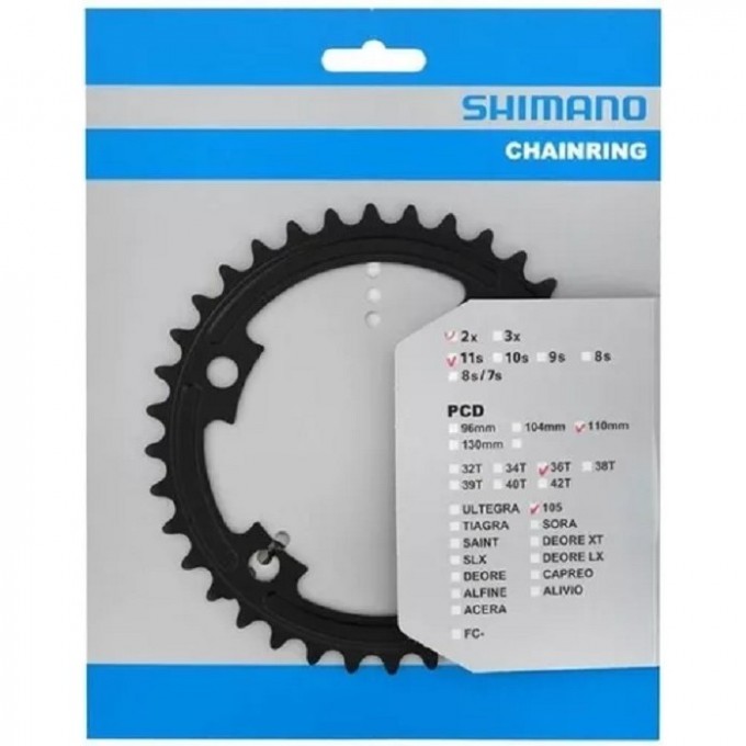 Звезда SHIMANO 105 36T-MT, передняя, для FC-R7000, для 52-36T, черный Y1WV36000 Звезда SHIMANO 105 36T-MT, передняя, для FC-R7000, для 52-36T, черный Y1WV36000