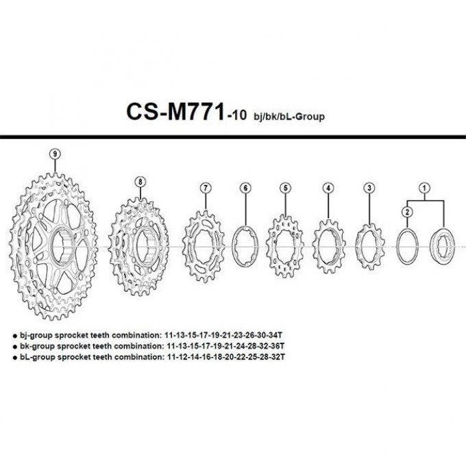 Звезды для кассеты велосипедные SHIMANO DEORE XT M771-10, (19-21-24T), BK Y1YR98030 Звезды для кассеты велосипедные SHIMANO DEORE XT M771-10, (19-21-24T), BK Y1YR98030